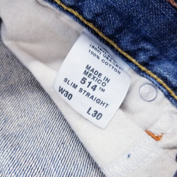 LEVI'S 514 Jeans Slim Straight Zip Fly 2008 Made In Mexico STAINED W30 L30 - Picture 12 of 13